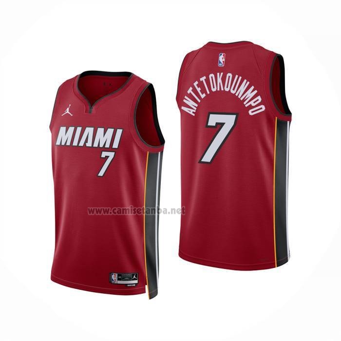 Camiseta Miami Heat Giannis Antetokounmpo NO 7 Statement Rojo